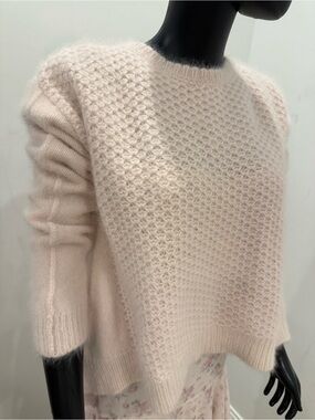 ICEBERG 90% Angora Sweater Blush Pink Textured Knit Soft Luxury Size XS New